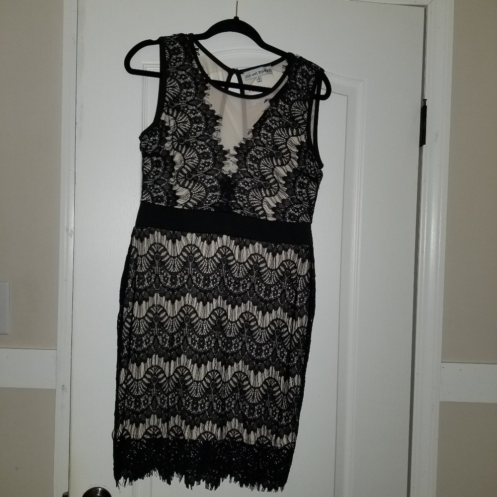 Xl black lace dress with a cream underlay